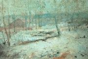 John Henry Twachtman Snow Scene France oil painting artist